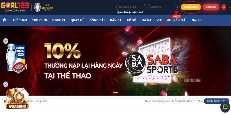 Hướng dẫn cách đăng nhập Goal123 bằng điện thoại